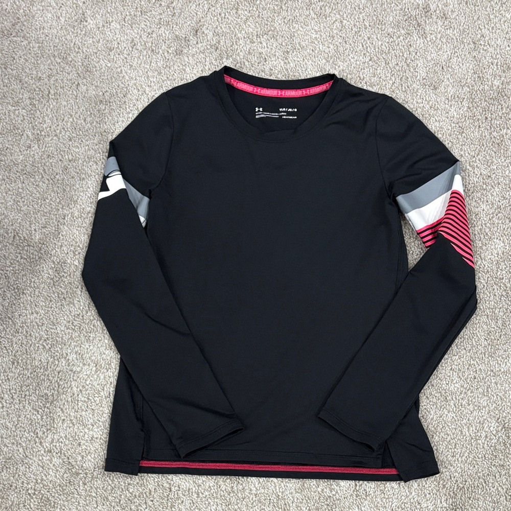 Under Armour Black and Pink Long Sleeve Tee
